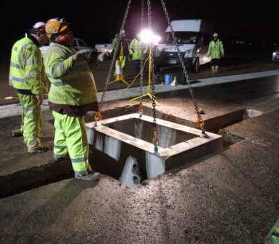 installation of precast duct access chamber